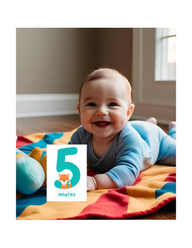 Tarjetas de Hitos Mensuales Bebé TODOKRAFT Azul 13 Piezas