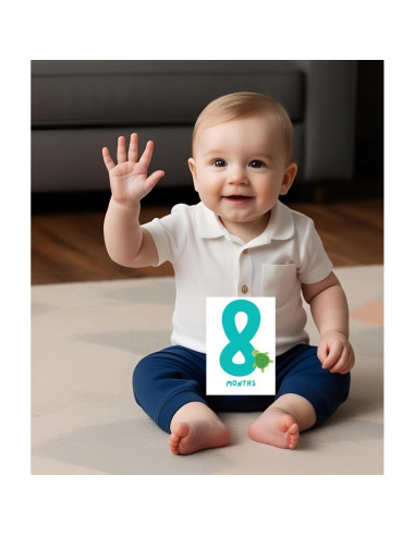 Tarjetas de Hitos Mensuales Bebé TODOKRAFT Azul 13 Piezas