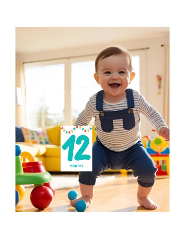 Tarjetas de Hitos Mensuales Bebé TODOKRAFT Azul 13 Piezas