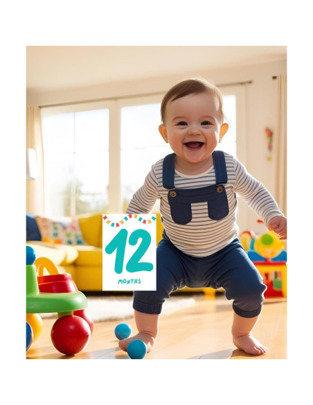 Tarjetas de Hitos Mensuales Bebé TODOKRAFT Azul 13 Piezas Tarjetas de Hitos Mensuales Bebé TODOKRAFT Azul 13 Piezas