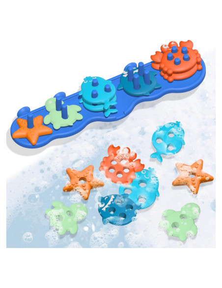 Juguetes de Baño de Silicona para Bebés - 10 Piezas Flotantes