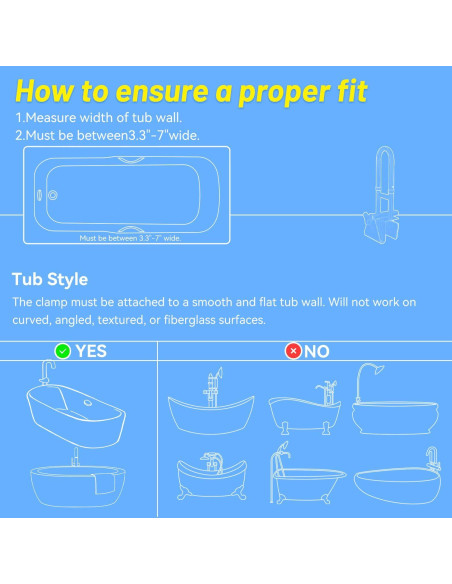 Barra de Agarre para Bañera Icedeer - Seguridad Ancianos 2.72 kg