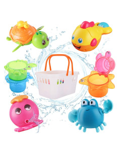 Juguetes de Baño iPlay, iLearn 8 Piezas con Organizador