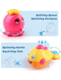 Juguetes de Baño iPlay, iLearn 8 Piezas con Organizador 2