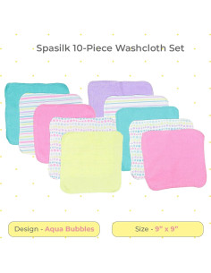 Juego de Toallitas de Lavado SpaSilk para Bebés - 10 Unidades Aqua 2