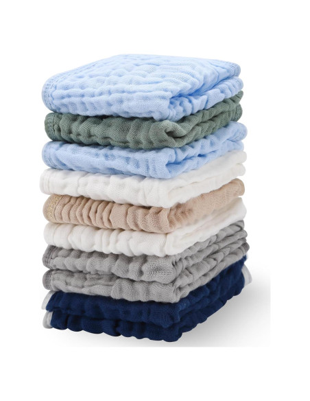 Paquete de 10 Toallitas de Algodón Muslín Synrroe 30x30 cm