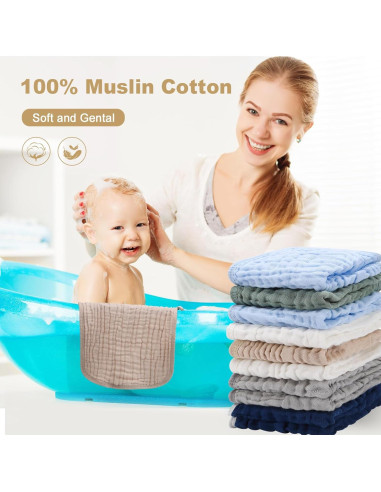 Paquete de 10 Toallitas de Algodón Muslín Synrroe 30x30 cm