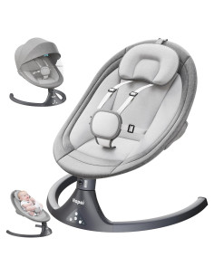Columpio eléctrico para bebés Napei gris, 5 ángulos de oscilación