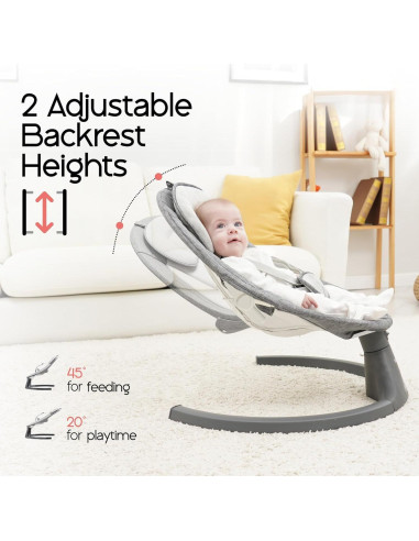 Columpio eléctrico para bebés Napei gris, 5 ángulos de oscilación