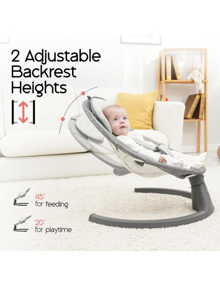 Columpio eléctrico para bebés Napei gris, 5 ángulos de oscilación