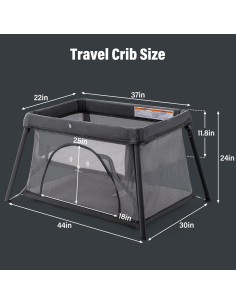 Cuna de viaje portátil Sporary gris oscuro 96x76cm liviana 2