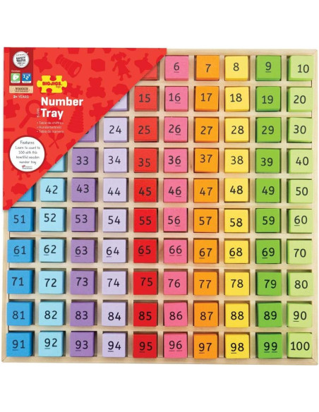 Bandeja de Números de Madera Bigjigs Toys - Juegos Educativos 1-100 Bandeja de Números de Madera Bigjigs Toys - Juegos Educativos 1-100