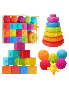 Set de Juguetes de Silicona Montessori Neon Kids 24 Piezas