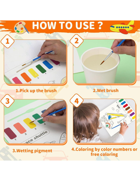 Set de Pintura Acuarela Dinosaurios AluAbi para Niños 4-8 Años