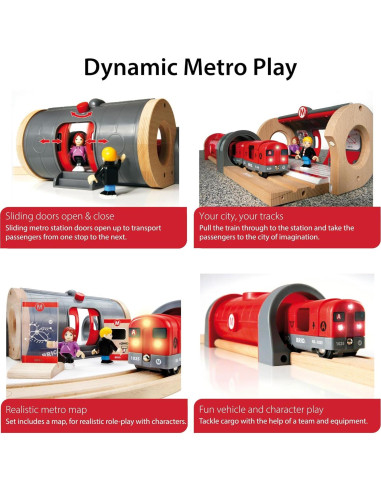 Conjunto de Ferrocarril Metro BRIO 20 Piezas con Luz y Sonido