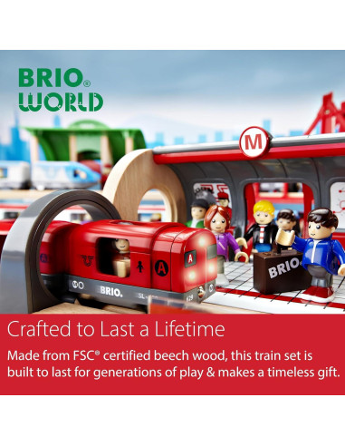 Conjunto de Ferrocarril Metro BRIO 20 Piezas con Luz y Sonido