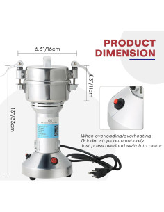 Molino de Granos Eléctrico FLKQC 150g 750W Acero Inoxidable 2