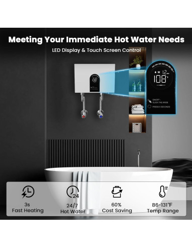 Calentador de Agua Eléctrico Sin Tanque Kweetle 13kW 240V