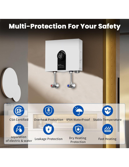 Calentador de Agua Eléctrico Sin Tanque Kweetle 13kW 240V