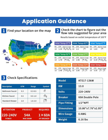 Calentador de Agua Eléctrico Sin Tanque Kweetle 13kW 240V