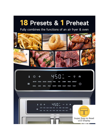 Horno Tostador Air Fryer Kitchen Elite 26.4 QT Acero Inoxidable