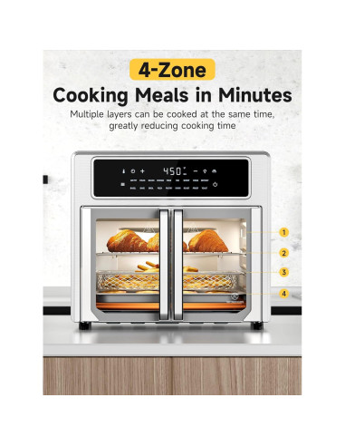 Horno Tostador Air Fryer Kitchen Elite 26.4 QT Acero Inoxidable