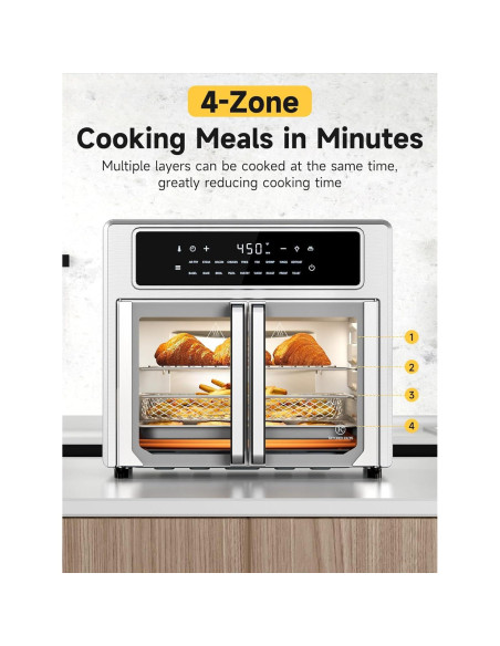 Horno Tostador Air Fryer Kitchen Elite 26.4 QT Acero Inoxidable