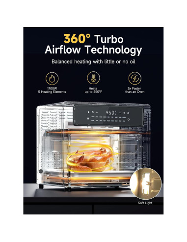 Horno Tostador Air Fryer Kitchen Elite 26.4 QT Acero Inoxidable