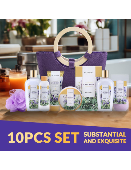 Cesta de Regalo Spa Luxetique 10 Pcs Lavanda - Kit Relajante