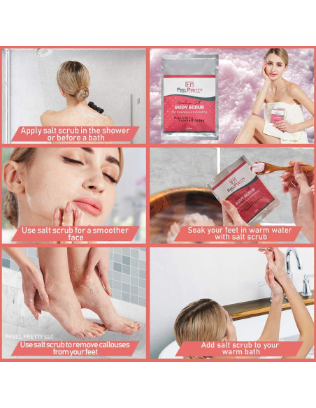 Juego de Guantes Exfoliantes y Exfoliante Sal del Himalaya 120g