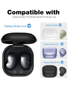 Funda Protectora SURITCH para Galaxy Buds FE/2 Pro/2/Pro/Live - Resistente a Golpes, Negro 2