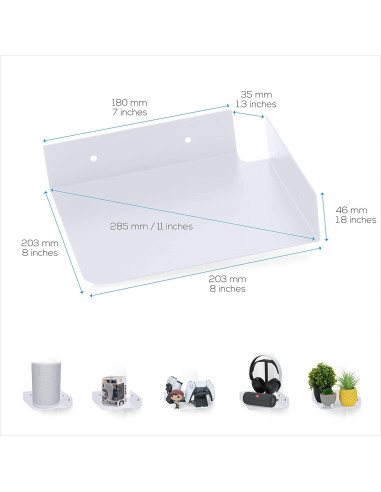 Estante de esquina de metal Brainwavz 20.32 cm blanco