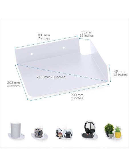 Estante de esquina de metal Brainwavz 20.32 cm blanco