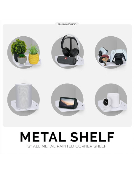 Estante de esquina de metal Brainwavz 20.32 cm blanco