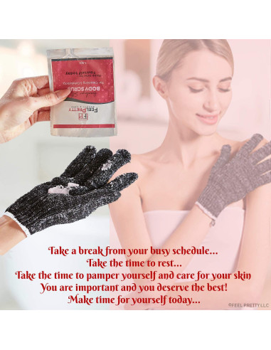 Juego de Guantes Exfoliantes y Exfoliante Sal del Himalaya 120g