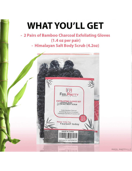 Juego de Guantes Exfoliantes y Exfoliante Sal del Himalaya 120g