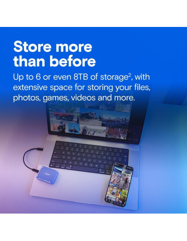 Crucial X10 1TB SSD Portátil USB-C, Velocidad 2100MB/s, Azul