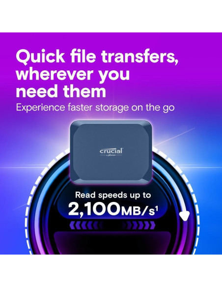 Crucial X10 1TB SSD Portátil USB-C, Velocidad 2100MB/s, Azul