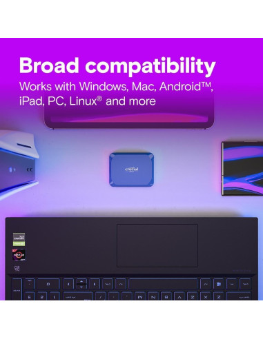 Crucial X10 1TB SSD Portátil USB-C, Velocidad 2100MB/s, Azul