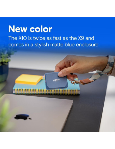 Crucial X10 1TB SSD Portátil USB-C, Velocidad 2100MB/s, Azul