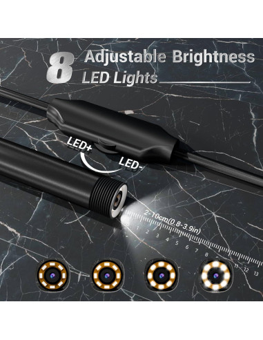 Cámara Borescopio HD Smartklik 5m IP67 con Luz LED Ajustable