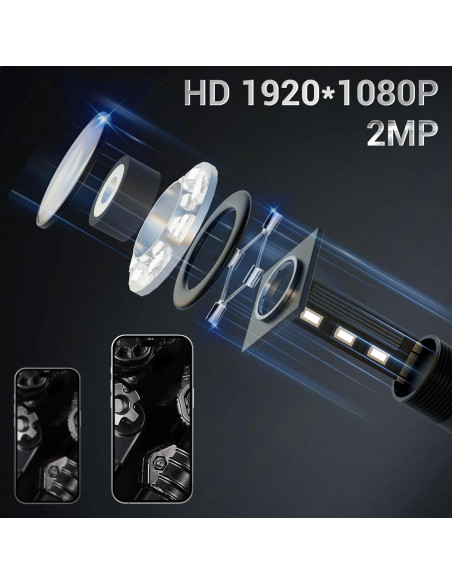 Cámara Borescopio HD Smartklik 5m IP67 con Luz LED Ajustable