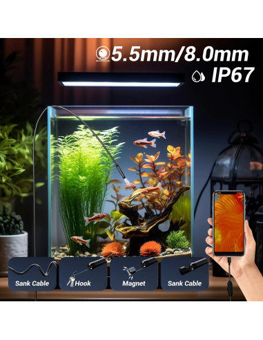 Cámara Borescopio HD Smartklik 5m IP67 con Luz LED Ajustable