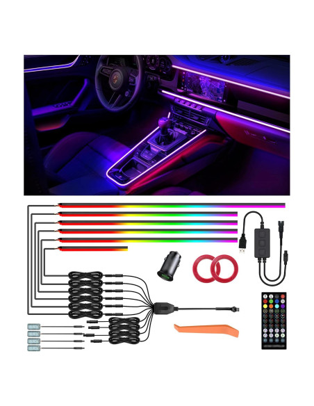 Kit de Iluminación Ambiental KENANEK 175 cm RGB con Control Remoto