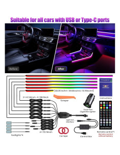 Kit de Iluminación Ambiental KENANEK 175 cm RGB con Control Remoto 2