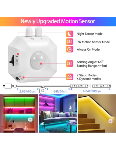 Tira de Luz LED HOUHUI 2x3m RGB con Sensor de Movimiento