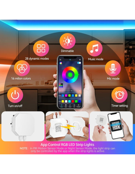 Tira de Luz LED HOUHUI 2x3m RGB con Sensor de Movimiento Tira de Luz LED HOUHUI 2x3m RGB con Sensor de Movimiento