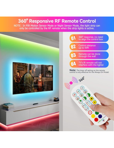 Tira de Luz LED HOUHUI 2x3m RGB con Sensor de Movimiento