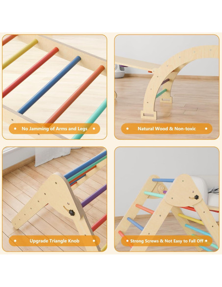 Set Triángulo Pikler 5 en 1 Kieperi para Niños 1-3 Años Set Triángulo Pikler 5 en 1 Kieperi para Niños 1-3 Años