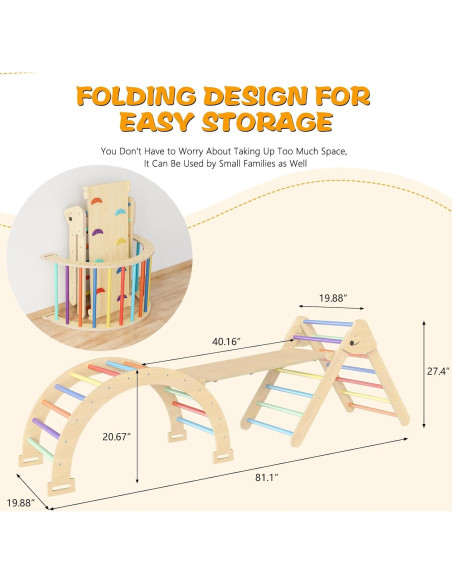 Set Triángulo Pikler 5 en 1 Kieperi para Niños 1-3 Años Set Triángulo Pikler 5 en 1 Kieperi para Niños 1-3 Años